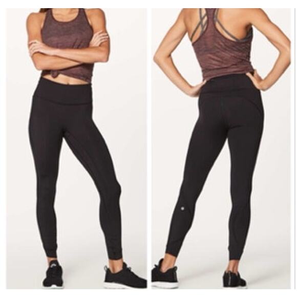 Lululemon Black Run the Day 7/8 Ankle Length Leggings 4 - Picture 1 of 7